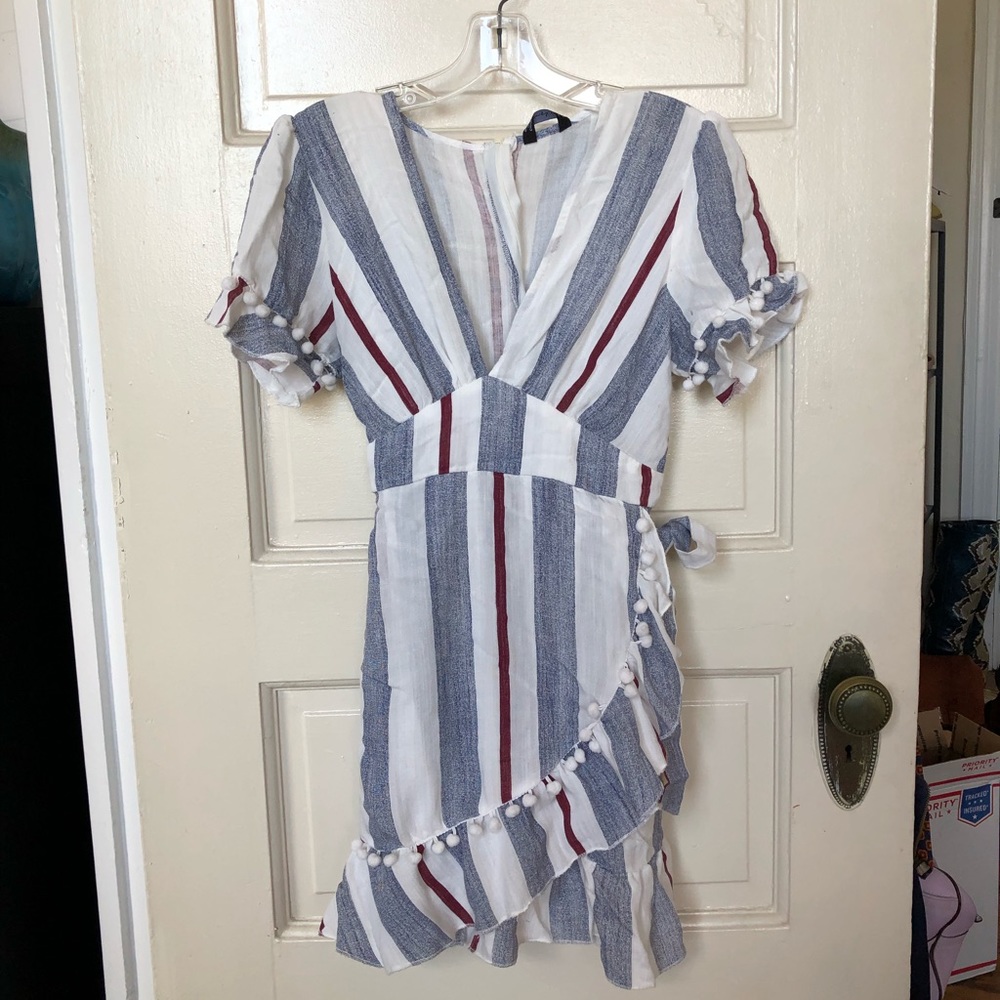 Striped dress with deep v-neck